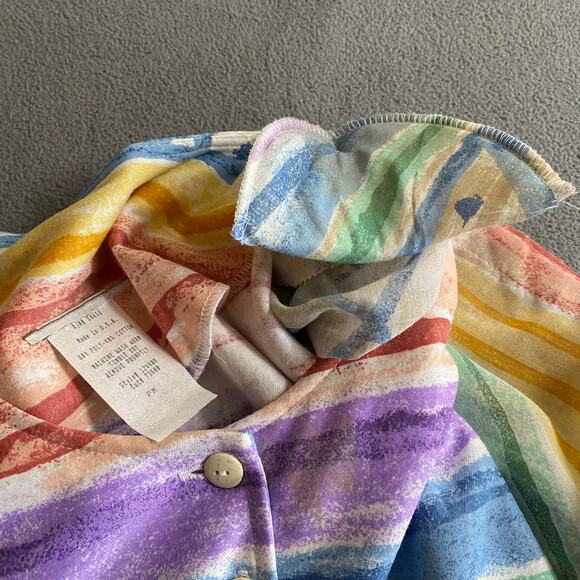 Vtg 80s 90s Two Potato Artsy A Line Midi Dress M Petite Sheer NOS Coastal Pastel - Picture 9 of 16